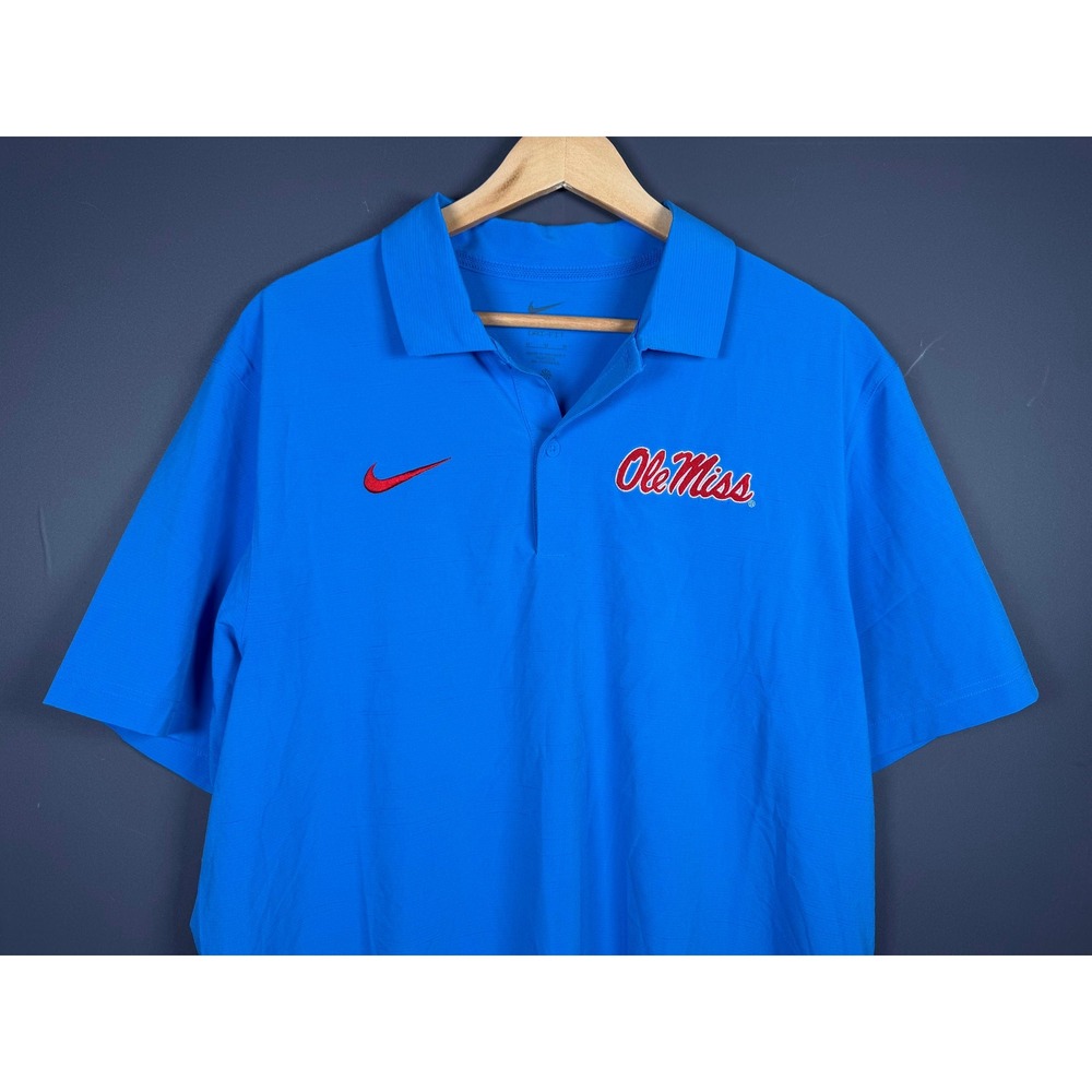 Nike Dri-FIT Ole Miss Rebels Polo Shirt Mens Medium Powder Blue Short Sleeve